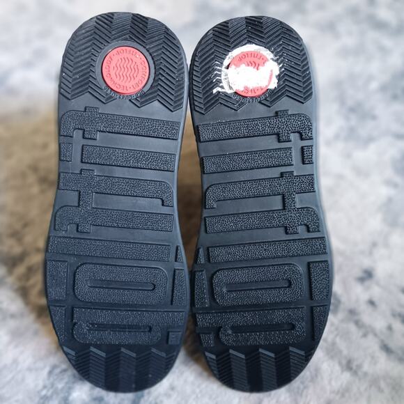 FitFlop F-Mode Folded-Knot Leather Flatform Chelsea Boots Black Size 10 - Picture 9 of 11